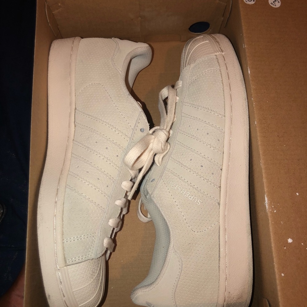 Adidas white superstar shell top sneakers